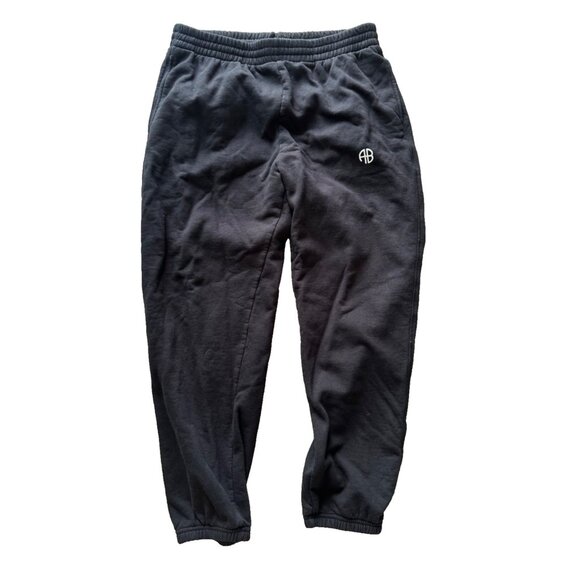 Anine Bing Sport Black Sweatpants Pull on Women's LG Lounge Athleisure Logo - Picture 1 of 5